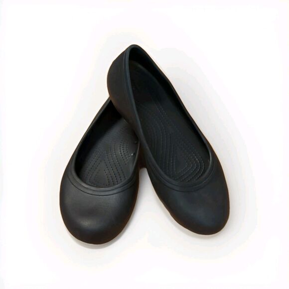 Crocs at Work Shoes Ballet Flats Womens 8 Black Casual Slip Resistant Comfort - Picture 1 of 7